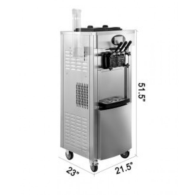 2200w Commercial Soft Ice Cream Machine 3 Flavors Pre-cooling Auto 304 Stainless