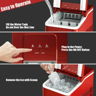 Self Cleaning Portable Countertop Ice Maker Machine For Home Red/Silver/Black